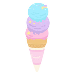 Vector illustration of fantasy sweet cute dream color ice cream.