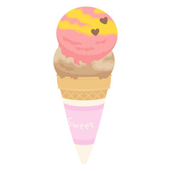 Vector illustration of strawberry and caramel ice cream.