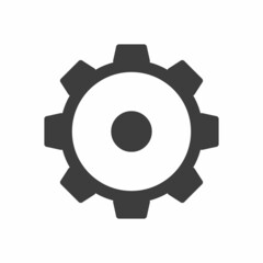 Gear icon vector or cog wheel shape silhouette symbol, cogwheel illustration cutout isolated black and white graphic clipart