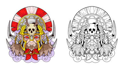 antique greek god of war ares, illustration design