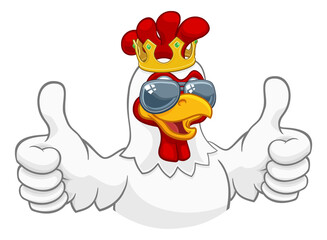 Cool King Chicken Rooster Cockerel Bird Cartoon