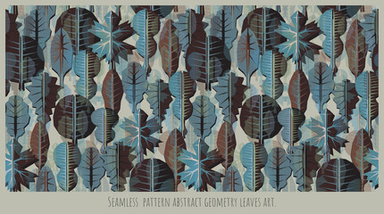 Seamless  pattern abstract geometry leaves art