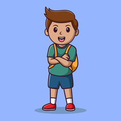 Cute little boy student posing,vector cartoon illustration,cartoon clipart