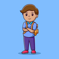Cute little boy student posing,vector cartoon illustration,cartoon clipart