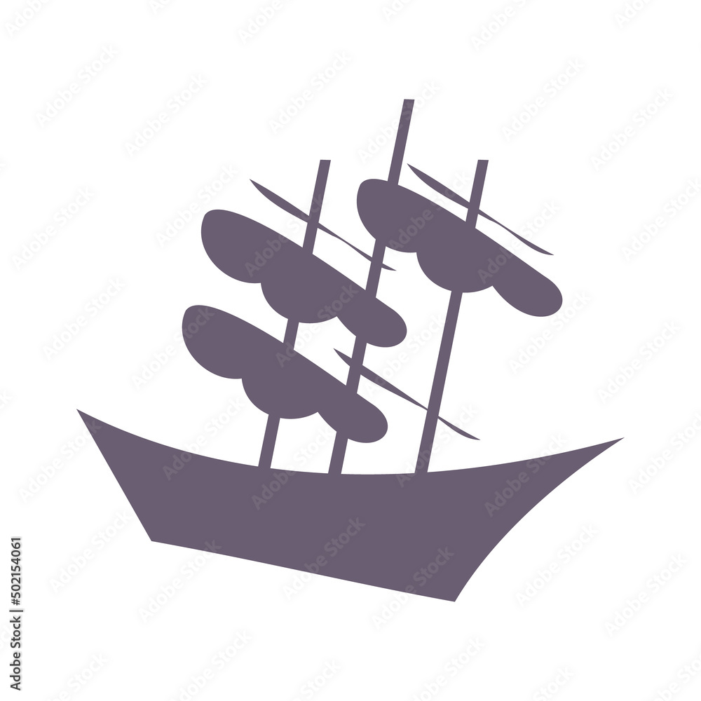 Aufkleber silhouette of abandoned ship semi flat color vector object. large floating vessel. cruise ship. full
