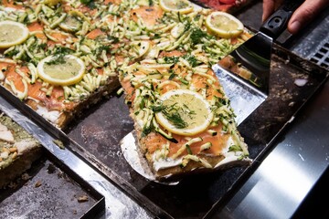 detail of the ingredients of a pizza