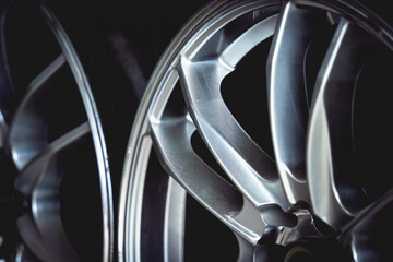 Car metal disc at the black background