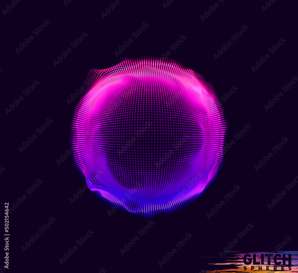 Aufkleber abstract vector colorful mesh on dark background. futuristic style card. corrupted point sphere