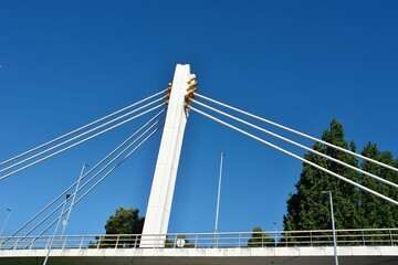 Modern bridge over the Ave River in Santo Tirso, Porto - Portugal 