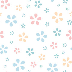 Cute floral vector pattern, tiny flowers seamless repeat - obrazy, fototapety, plakaty