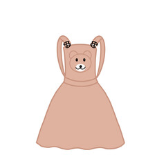 Sleeveless brown dress in cartoon style isolated on white background. A simple dress for the summer. Short cute women's dress