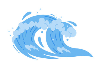 Wave Water Splash with Foam and Curve with Droplet Vector Illustration