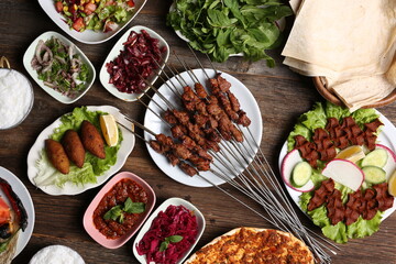 food, meal, salad, dish, restaurant, spice, table, dinner, healthy, vegetable, buffet, red, fruit, fresh, cuisine, meat, plate, ingredient, bowl, tomato, delicious, lunch, green, gourmet, catering,, 