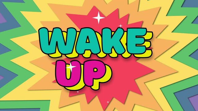 wake up. pop art Stop Motion background animation.4K motion animation