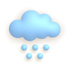 Cloud, snow, hail, rain. Cute weather realistic icon. 3d cartoon