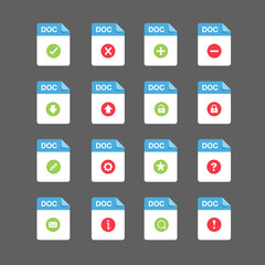 Flat design with DOC files icon set ,symbol set, vector design element illustration