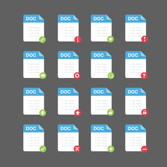 Flat design with DOC files icon set ,symbol set, vector design element illustration
