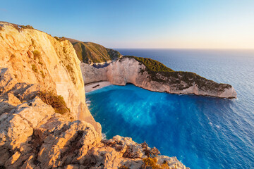 Navagio shipwreck beach &icirc;n Zakynthos Greece at sunset