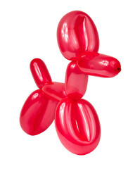 Red balloon dog model party fun isolated on the white background