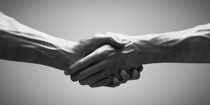 Handshake of steel hands