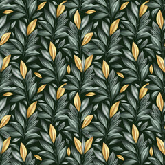 Silver and golden leaves pattern