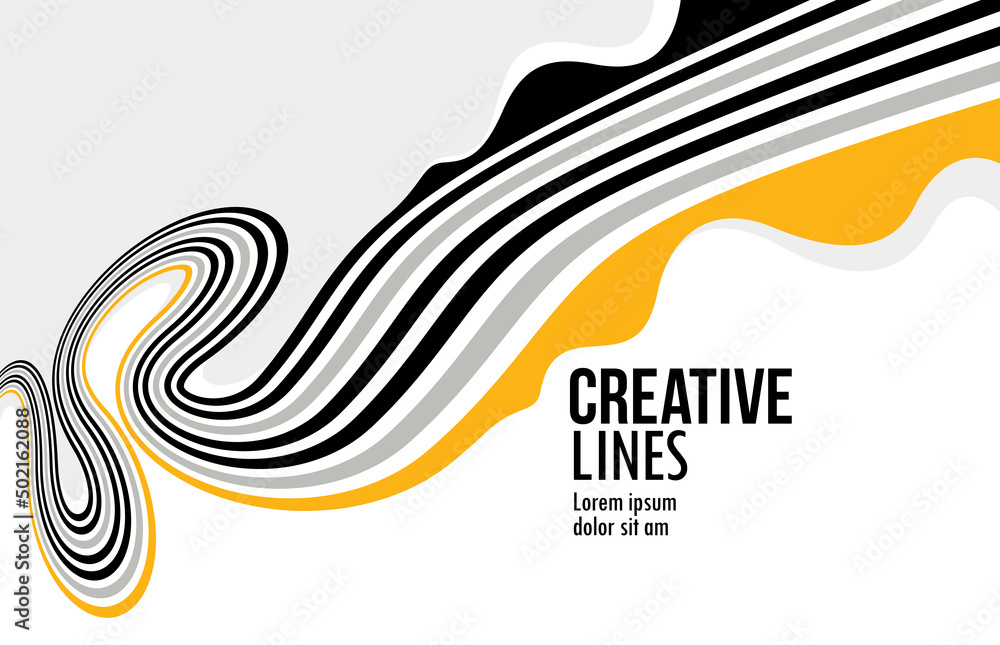 Poster 3d lines in motion vector abstract background, creative and dimensional curved stripes dynamic compo