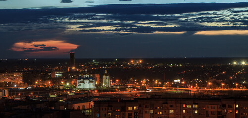 Evening landscapes of one of the cities of Eastern Europe Krivoy Rog, Ukraine before the Russian attack