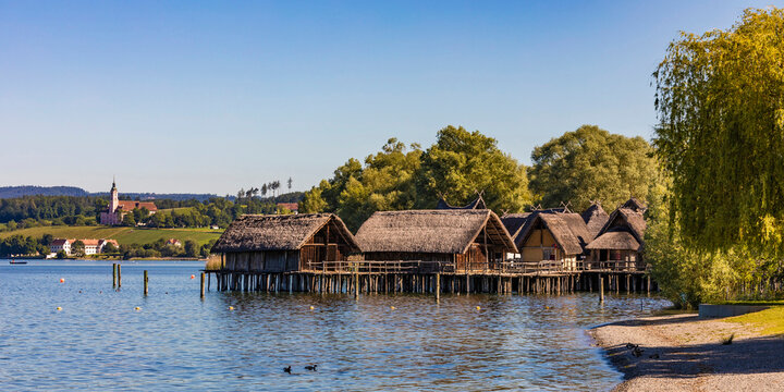 Germany, Baden-Wurttemberg, Unteruhldingen, Stilt houses of Pile Dwelling Museum