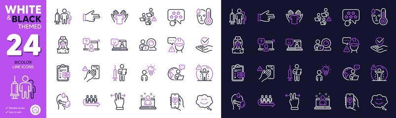 Dont touch, Best manager and Online question line icons for website, printing. Collection of Builder warning, Outsource work, Video conference icons. Teamwork, Click hand, Queue web elements. Vector