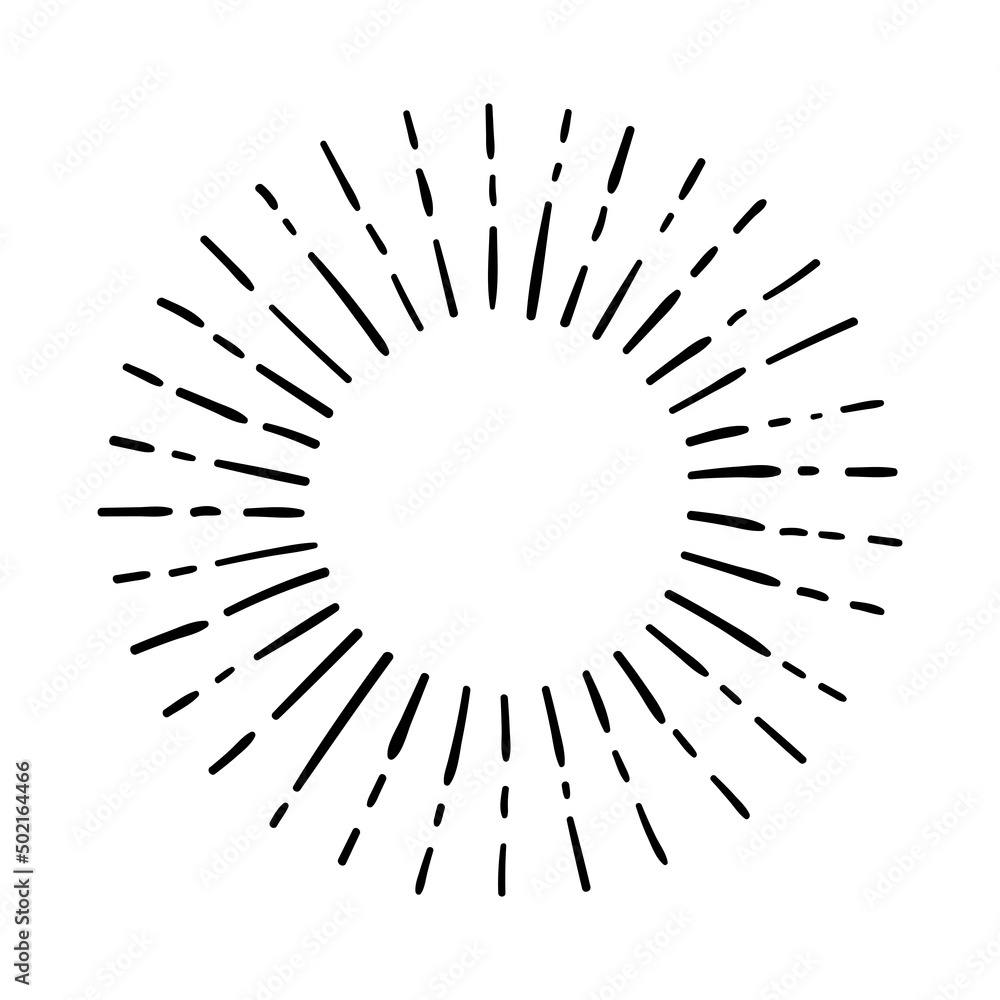Wall mural sunburst, explosion effects, vintage doodle isolated on white background