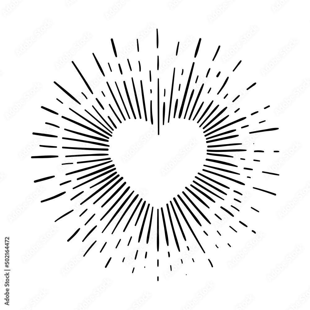 Wall mural sunburst, explosion effects, vintage doodle isolated on white background