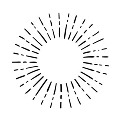 Obraz premium Sunburst, explosion effects, vintage doodle isolated on white background