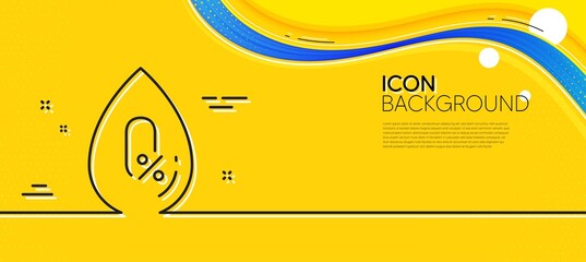 Naklejka na ściany i meble No alcohol line icon. Abstract yellow background. Organic tested sign. Water drop symbol. Minimal no alcohol line icon. Wave banner concept. Vector