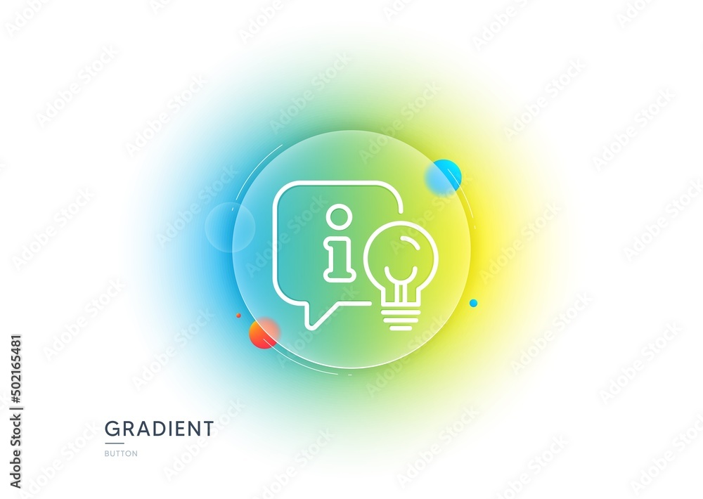 Poster lamp line icon. gradient blur button with glassmorphism. idea light bulb sign. interior illuminate s