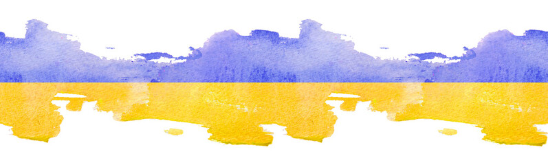 National flag of Ukraine watercolor hand drawn background