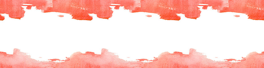 Abstract red hand drawn watercolor background with white