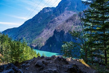An overlooking landscape view of North Cascades NP, Washington