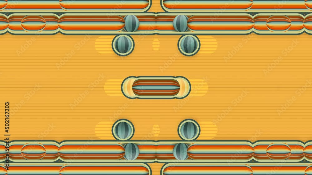 Poster Kaleidoscopic pattern of multicolored lines and dots 3d rendering loop animation