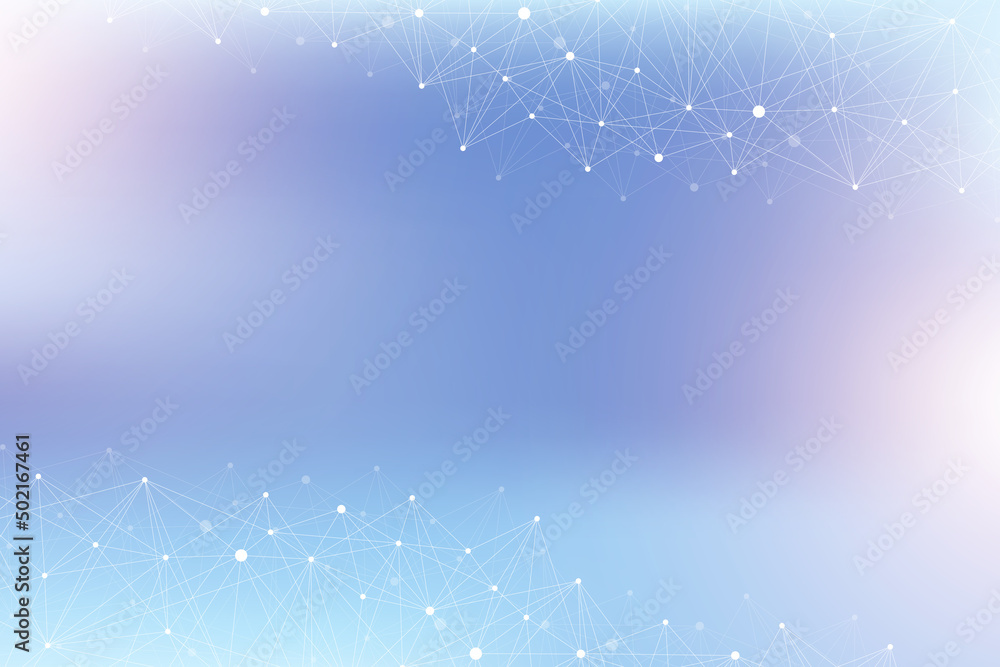 Poster Digits abstract illustration with connected line and dots, wave flow. Digital neural networks. Network and connection background for your presentation. Graphic polygonal background.