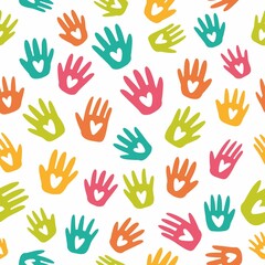 Vector children's pattern with hands and hearts