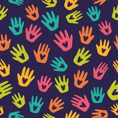 Vector children's pattern with hands and hearts