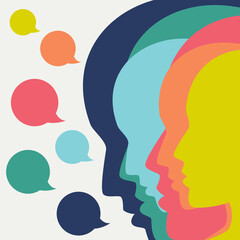 People profile heads in dialogue.  Vector background. - 502168209