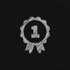First place white sketch vector icon. Flat design