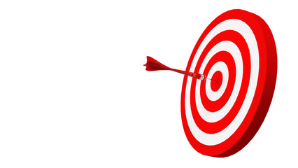 3d illustration. Abstract goals. Targets for archery sports or business marketing goals. target focus label on white background