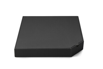 Close up of blank pizza box with copy space isolated on white background