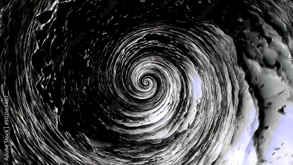 Poster monochrome endless tornado with transforming texture, seamless loop. motion. black and white rotatin