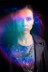 art portrait of a beautiful woman with mixed light
