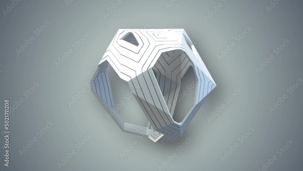Aufkleber Movement of a white geometric figure 3d rendering digital loop animation HD