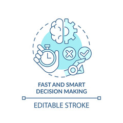 Fast and smart decision making turquoise concept icon. Artificial intelligence abstract idea thin line illustration. Isolated outline drawing. Editable stroke. Arial, Myriad Pro-Bold fonts used