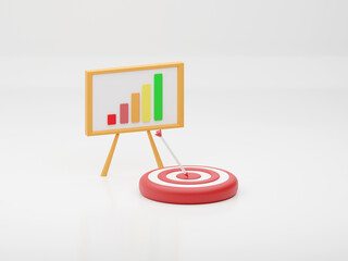 target goals success business strategy concept white background 3D illustration